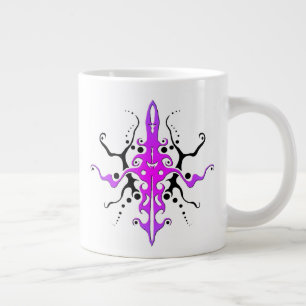 Abstract Mask Tribal Tattoo Design - pink Large Coffee Mug