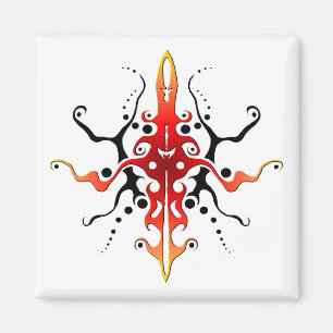 Abstract Mask Tribal Tattoo Design - red Magnet