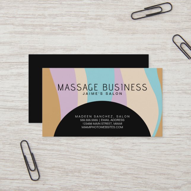 Abstract Massage Business Hair Salon Designer  Card (Front/Back In Situ)