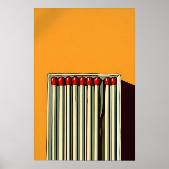 Abstract Matches Poster, Mustard Yellow Retro Poster (Front)