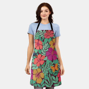 Abstract Matisse Hibiscus Butterflies Apron