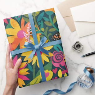 Abstract Matisse Sunflower Monarch Wrapping Paper