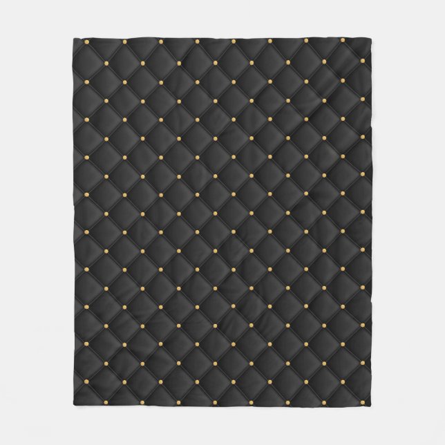 Abstract matte black square texture fleece blanket (Front)