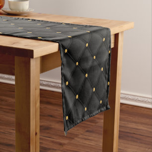 Abstract matte black square texture short table runner