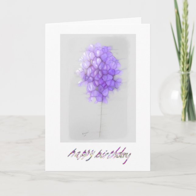 ABSTRACT MAUVE FLOWER BIRTHDAY CARD  (Front)