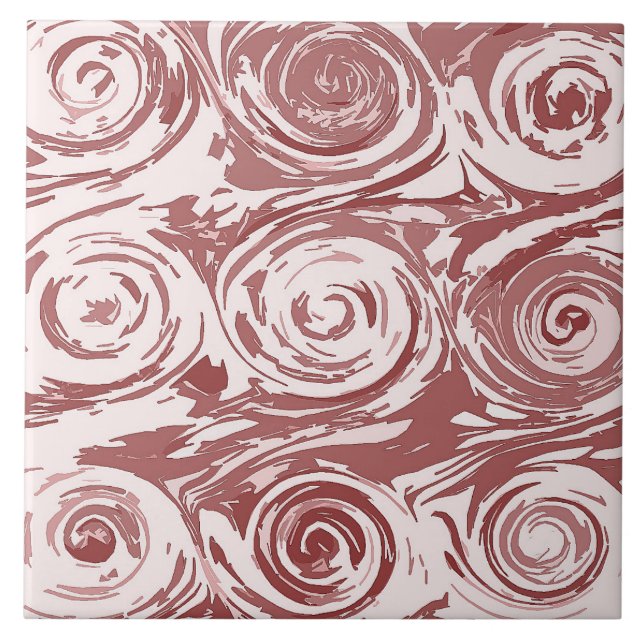 Abstract Mauve Rose Ceramic Tile (Front)