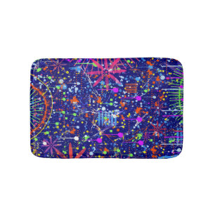 Abstract Maximalism: Ferris Wheel at Night Bath Mat