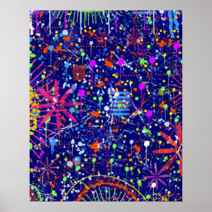 Abstract Maximalism: Ferris Wheel at Night Poster