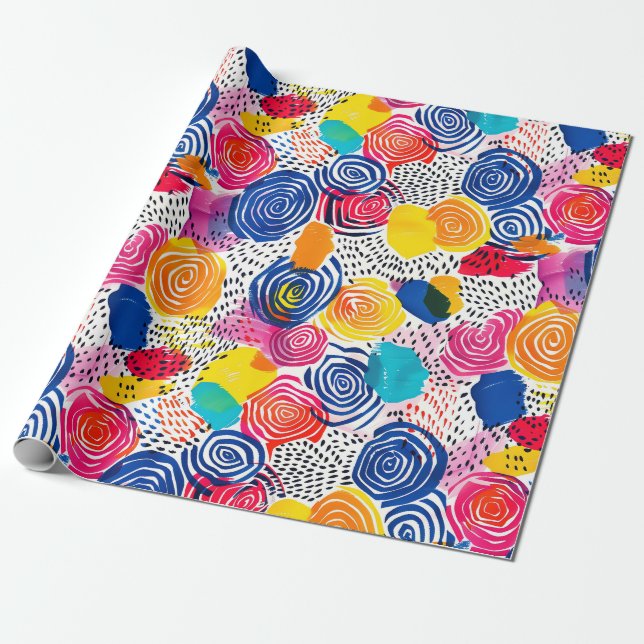 Abstract Maximalist Colourful  Wrapping Paper (Unrolled)