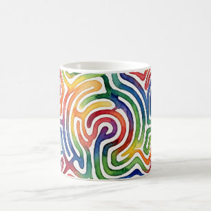Abstract Maze Rainbow Watercolor Coffee Mug