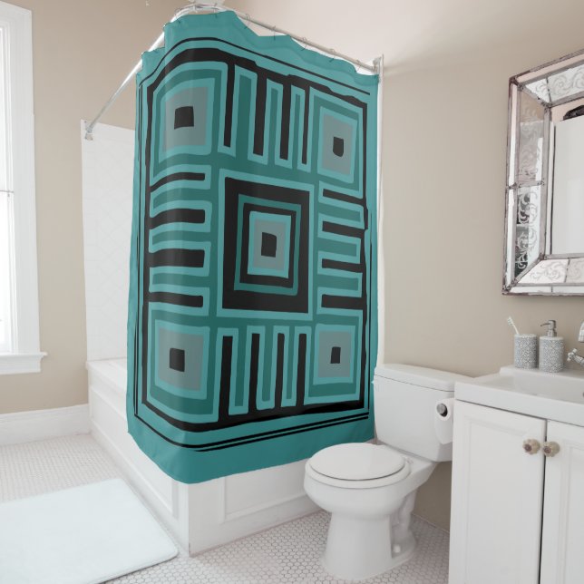 Abstract Mdern Deco African boho pattern Shower Curtain (In Situ)