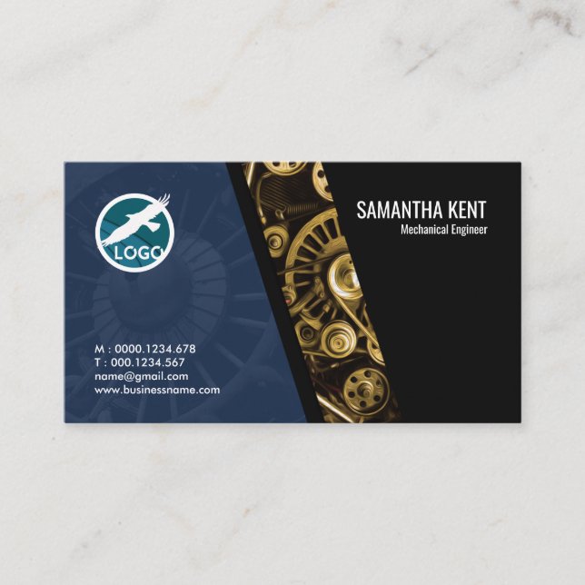 Abstract Mechanical Gears Engineer Business Card (Front)