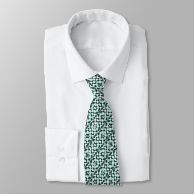 Abstract Medallion Pattern – in shades of green Tie (Tied)