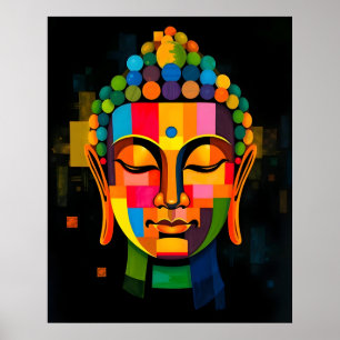 Abstract Meditating Buddha Modern Art Painting Poster