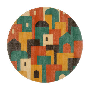Abstract Mediterranean Village Geometric Cutting Board