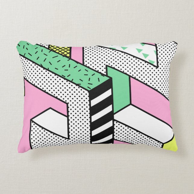 Abstract Memphis: 80s geometric shapes. Decorative Cushion (Front)