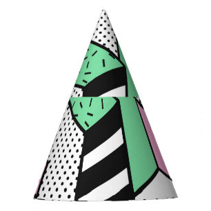 Abstract Memphis: 80s geometric shapes. Party Hat
