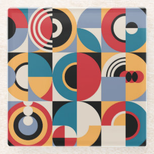 Abstract Memphis: Geometric Vintage Style. Glass Coaster