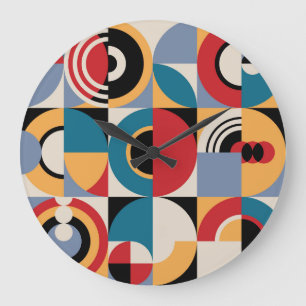 Abstract Memphis: Geometric Vintage Style. Large Clock