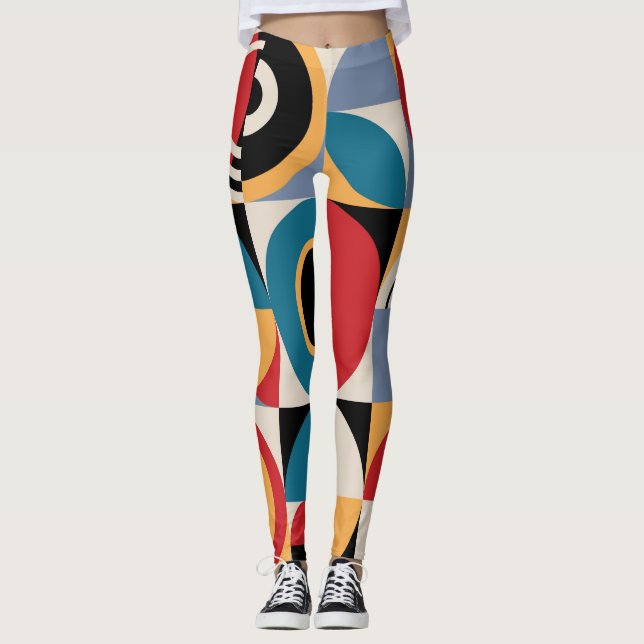Abstract Memphis: Geometric Vintage Style. Leggings (Front)