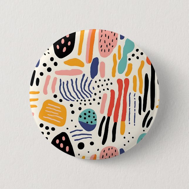 Abstract Memphis Organic Shapes Pattern 6 Cm Round Badge (Front)