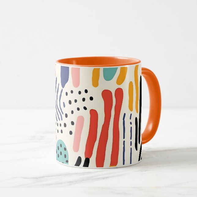 Abstract Memphis Organic Shapes Pattern Mug (Front Right)