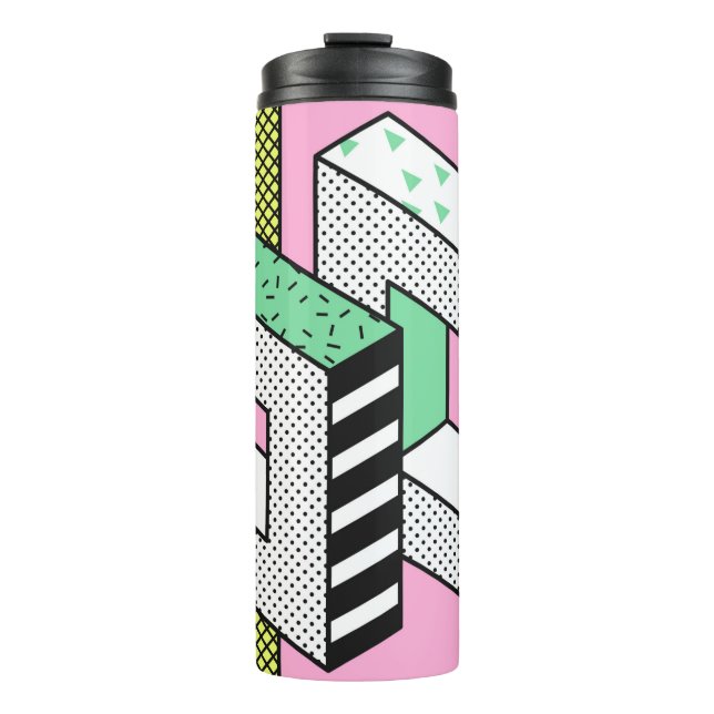 Abstract Memphis Seamless Patterns with 3d Geometr Thermal Tumbler (Front)