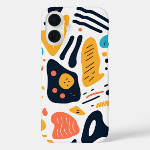 Abstract Memphis Style Organic Shapes Pattern iPhone 16 Case