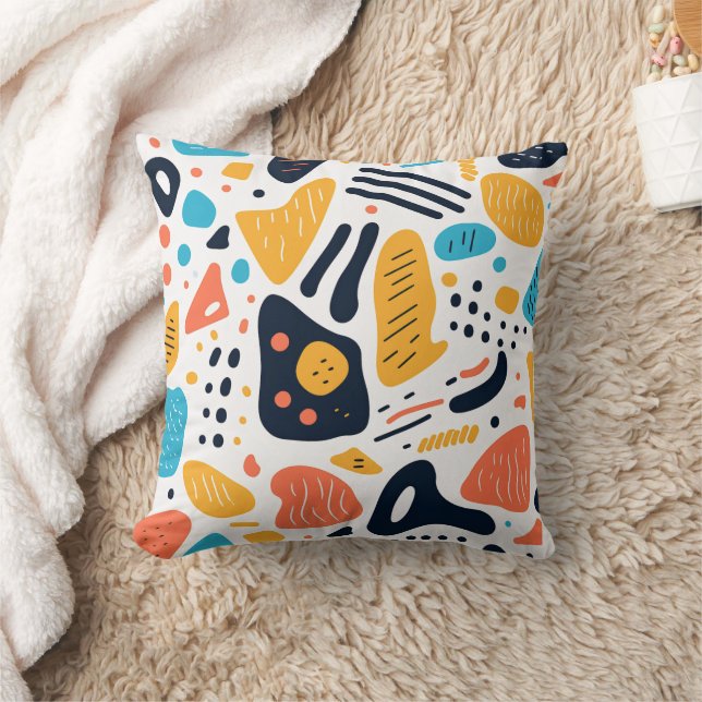 Abstract Memphis Style Organic Shapes Pattern Cushion (Blanket)