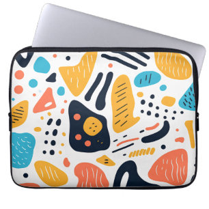 Abstract Memphis Style Organic Shapes Pattern Laptop Sleeve