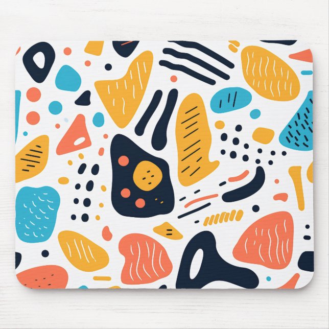 Abstract Memphis Style Organic Shapes Pattern Mouse Pad (Front)
