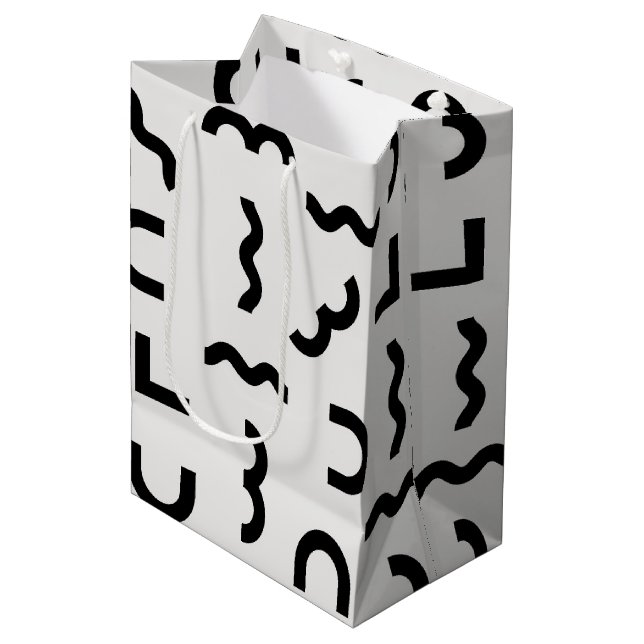 Abstract Memphis Waves & Shapes Medium Gift Bag (Front Angled)