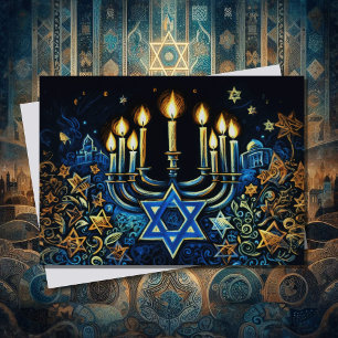 Abstract Menorah Happy Hanukkah Holiday Card