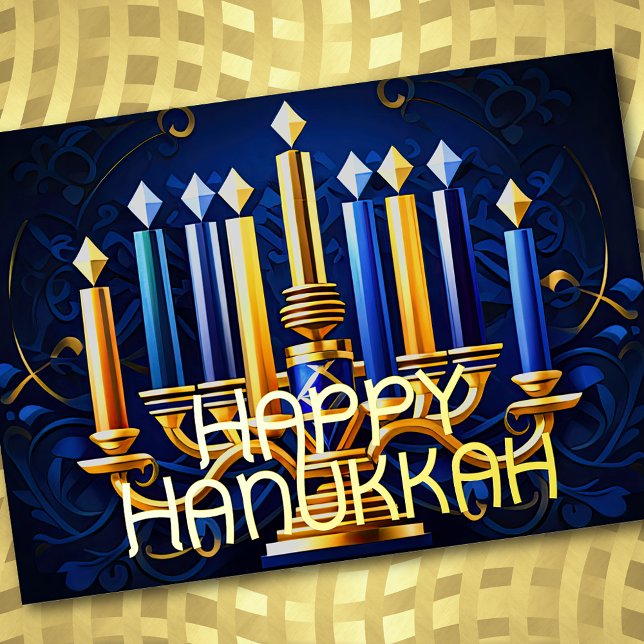 Abstract Menorah Happy Hanukkah Holiday Card (Creator Uploaded)