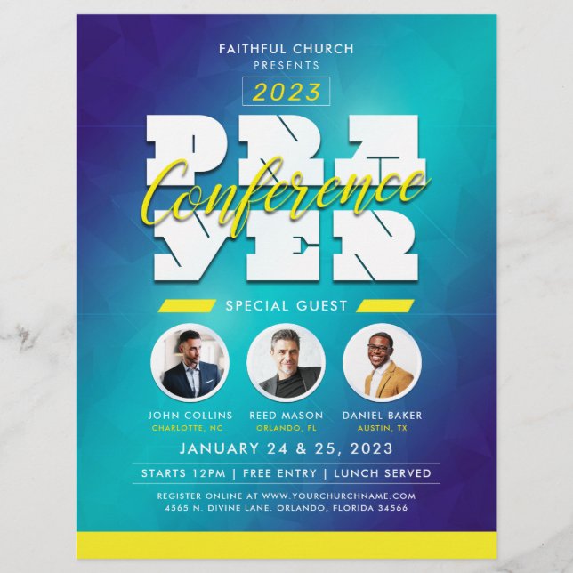 Abstract Men's Church Prayer Conference Service Flyer (Front)