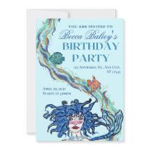 Abstract Mermaid Birthday Invitation