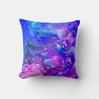 Abstract Mermaid Under the Sea Throw Pillow