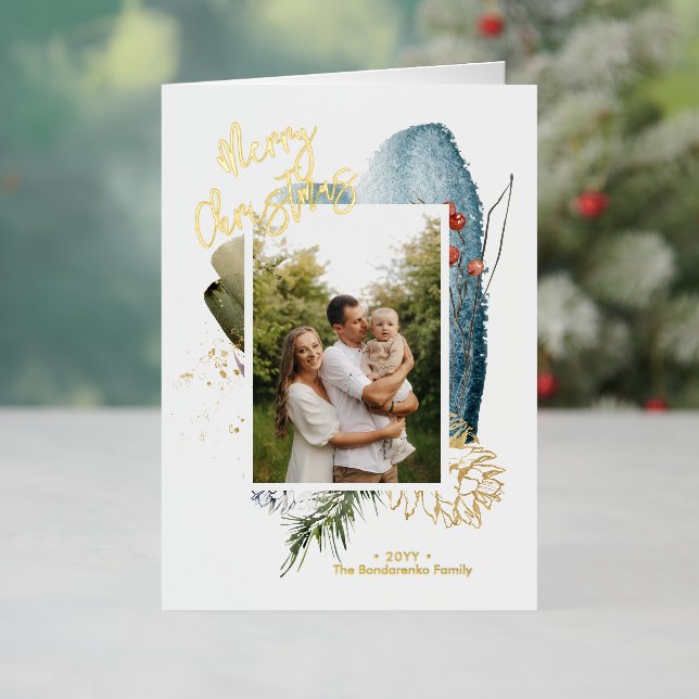 Abstract Merry Christmas Custom Holiday Photo Foil (Holiday In Situ)