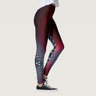 Abstract Metallic Echo Chamber with Red Soundwave Leggings