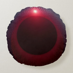 Abstract Metallic Echo Chamber with Red Soundwave Round Cushion