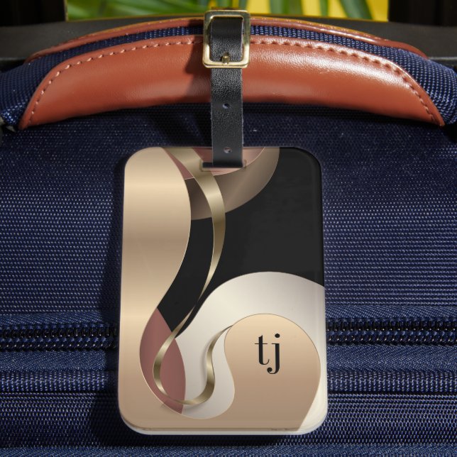 Abstract Metallic Pattern with Monogram Luggage Tag (Front Insitu 2)
