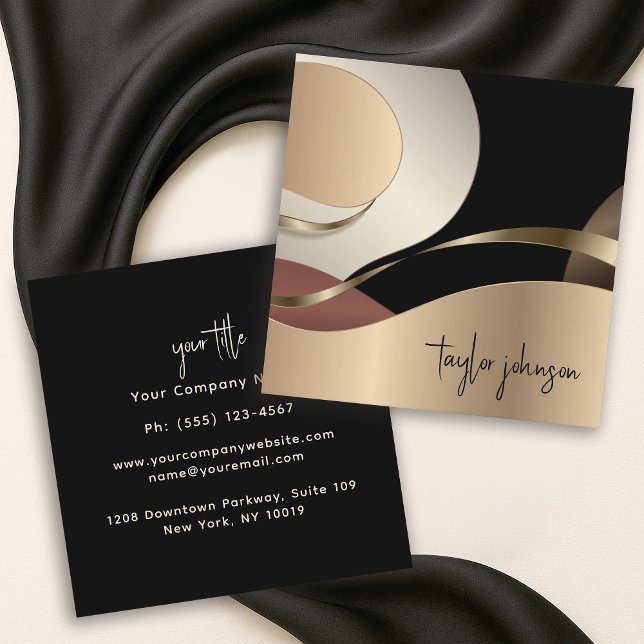 Abstract Metallic Pattern with Monogram Square Business Card (Creator Uploaded)