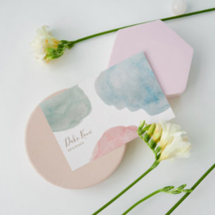 Abstract Metallic Watercolor Business Card