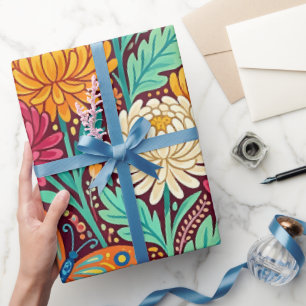 Abstract Mexican Chrysanthemum Wrapping Paper