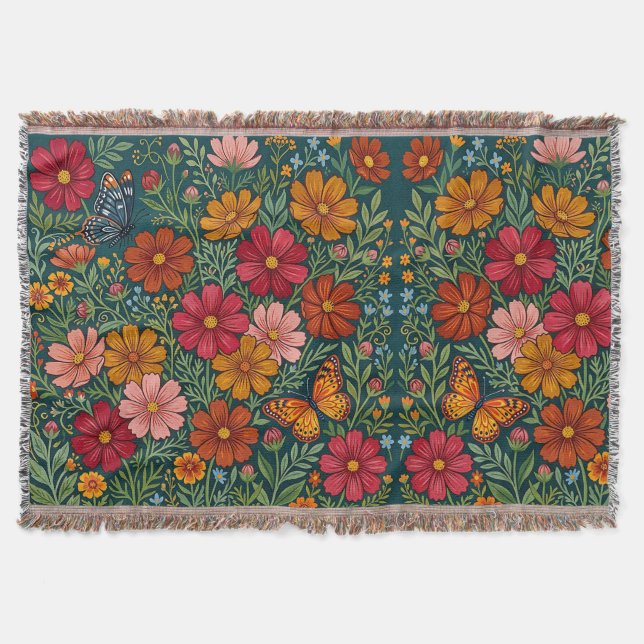 Abstract Mexican Cosmos Butterflies Blankets (Front)