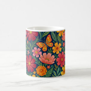 Abstract Mexican Cosmos Butterflies Coffee Mug