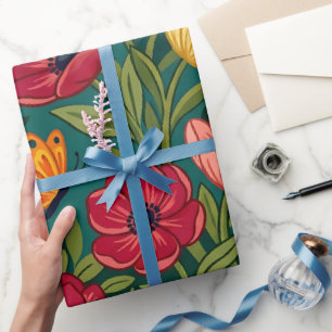 Abstract Mexican Folk Butterflies Wrapping Paper