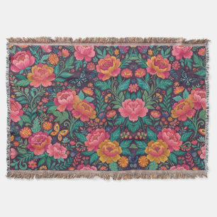 Abstract Mexican Peonies Butterflies Blankets
