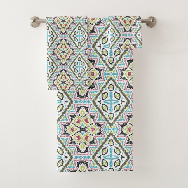 Abstract mexican tribal retro african ethno tradit bath towel set (Insitu)