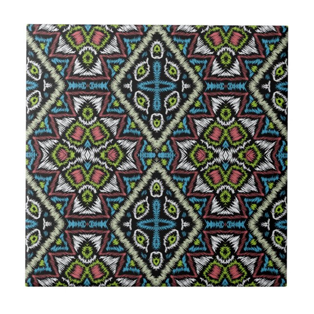 Abstract mexican tribal retro african ethno tradit tile (Front)
